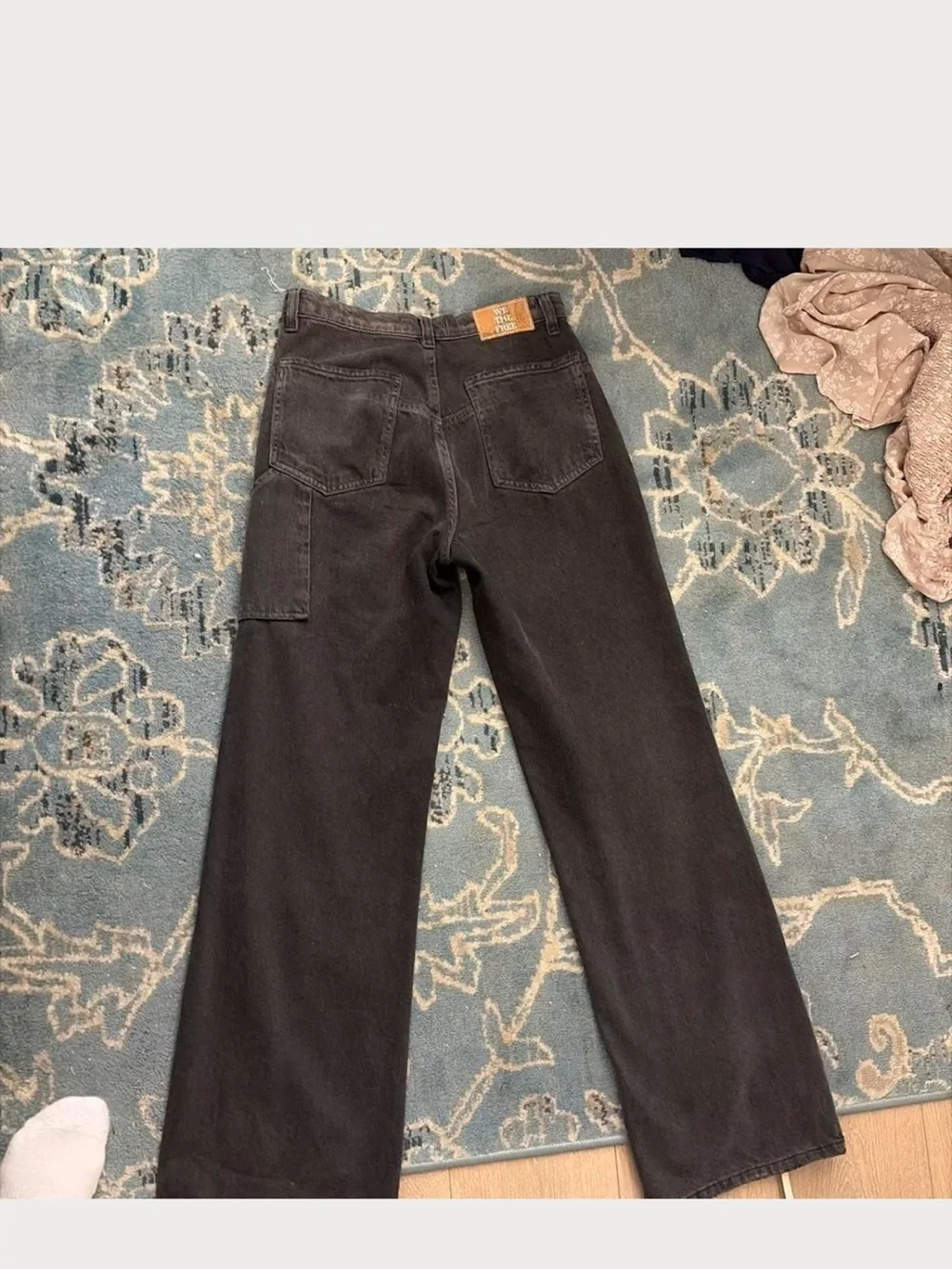 Free People Wide-Leg Flare Jeans in Washed Black